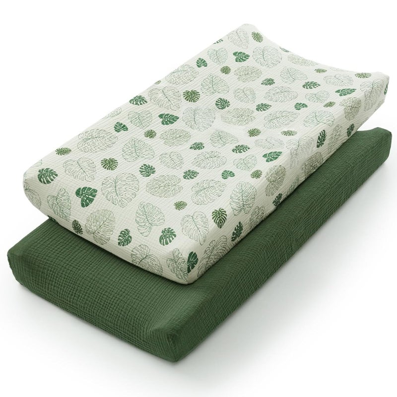 Baby Care Table Changing Cover 2-Piece Set Muslin Breathable Cotton Yarn Care Pad Removable Changing Cover - Image 3