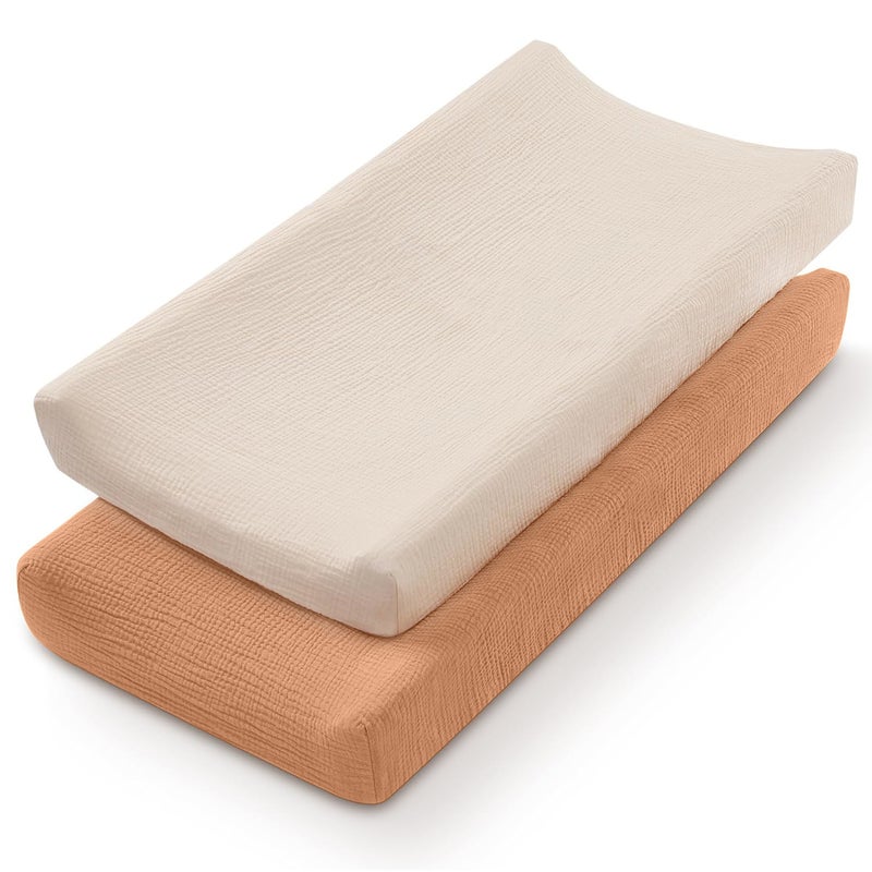 Baby Care Table Changing Cover 2-Piece Set Muslin Breathable Cotton Yarn Care Pad Removable Changing Cover - Image 1