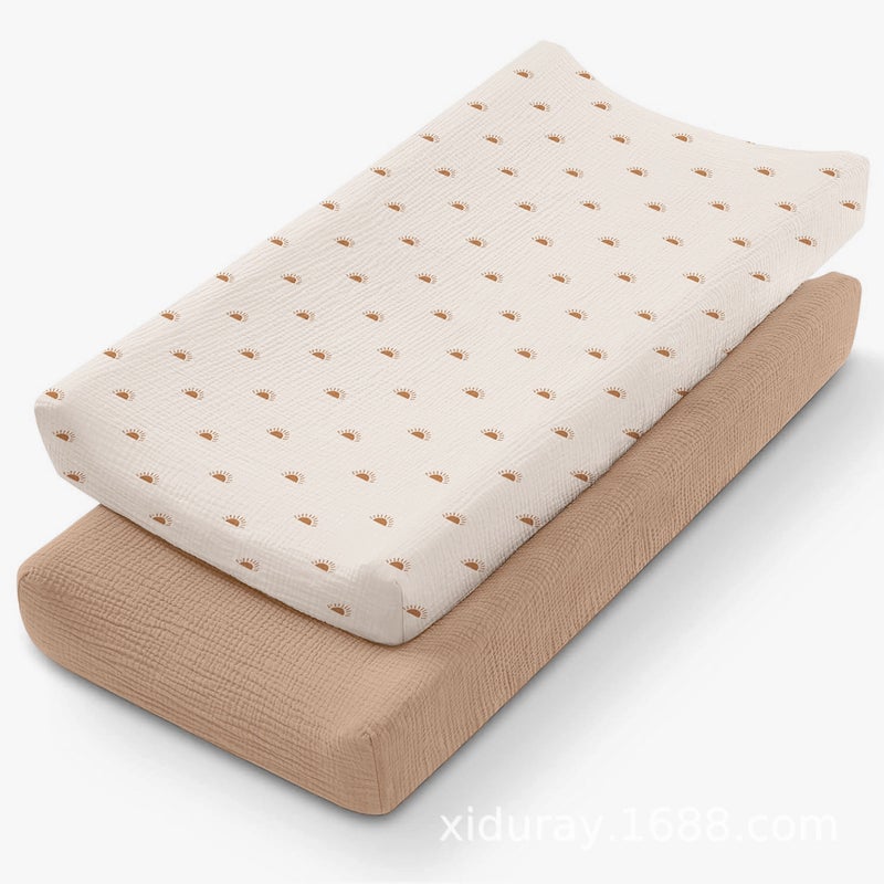 Baby Care Table Changing Cover 2-Piece Set Muslin Breathable Cotton Yarn Care Pad Removable Changing Cover - Image 5