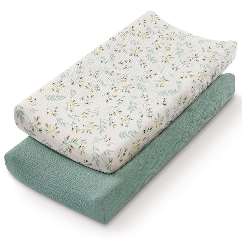 Baby Care Table Changing Cover 2-Piece Set Muslin Breathable Cotton Yarn Care Pad Removable Changing Cover - Image 2