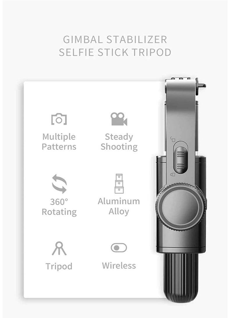 Tripod Selfie stick gimbal stabilizer for smartphones, with wireless remote control, 360° rotating auto balance stabilizer, portable mobile phone holder, for phones (Black) - Image 2