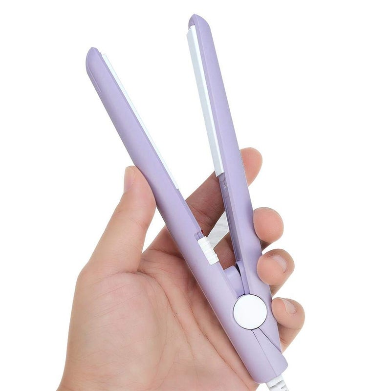 comfrt Hair Curler, 4 Colors 2 in 1 Mini Hair Straightener Ceramic Tourmaline Plate Beauty Flat Iron Heating Curler for All Hair Types(Purple-US) - Image 5