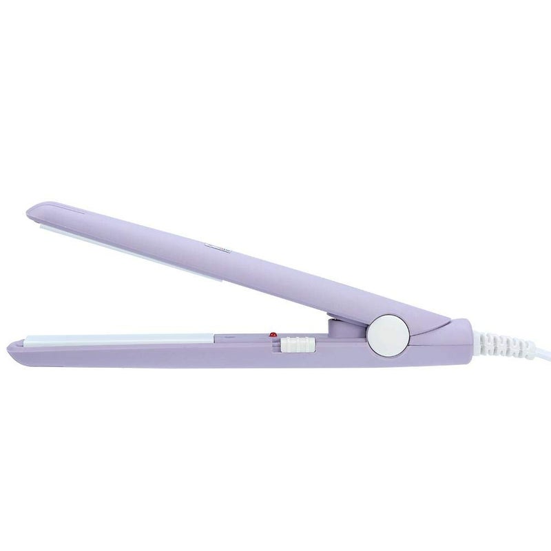 comfrt Hair Curler, 4 Colors 2 in 1 Mini Hair Straightener Ceramic Tourmaline Plate Beauty Flat Iron Heating Curler for All Hair Types(Purple-US) - Image 2