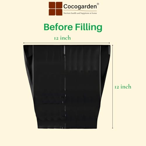 cocogarden Plastic UV Protected Poly Grow Bag for Seedling Nursery Cover Plant Bags (Black, 12 x 12 inch) - Pack of 20 | for Terrace and Balcony Gardening, Kitchen Vegetable and Flowering Plants - Image 2