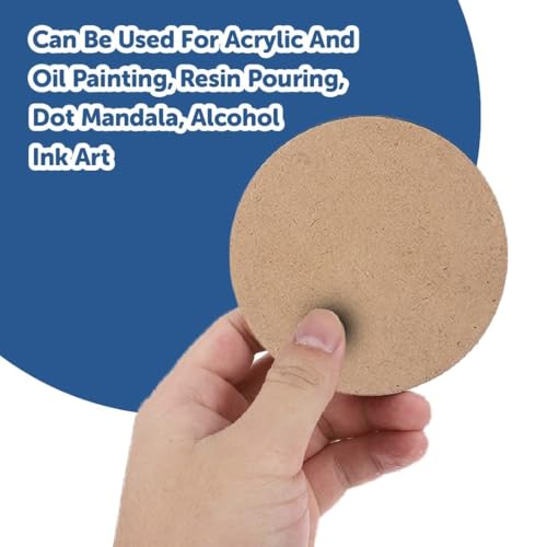 TRENDING HUT DIY MDF Wood Sheet Round Craft Magnet - Plain MDF Fridge Magnet Blanks Cutouts - Set of 10 with 3mm - 3in Diameter for Painting Wooden Sheet Craft, Decoupage, Resin Art Work & Decoration - Image 3