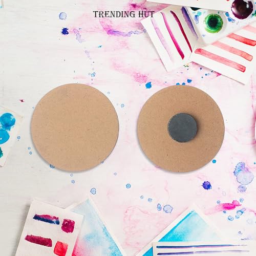 TRENDING HUT DIY MDF Wood Sheet Round Craft Magnet - Plain MDF Fridge Magnet Blanks Cutouts - Set of 10 with 3mm - 3in Diameter for Painting Wooden Sheet Craft, Decoupage, Resin Art Work & Decoration - Image 2