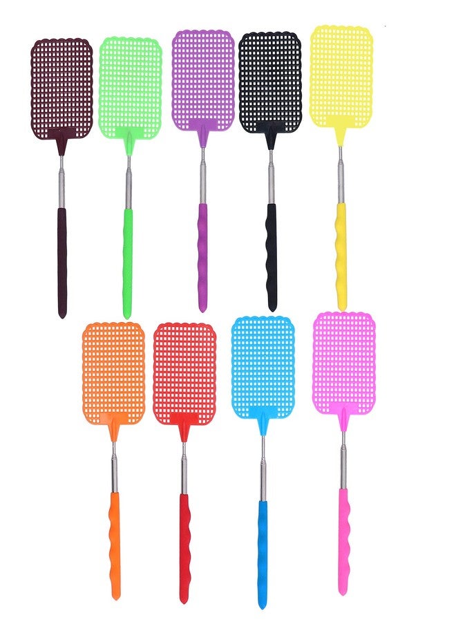 Luatoxry 9Pcs Fly Swatters Multi Pack, 10.2 to 28.5in Extendable Fly Swatter, PP Mesh Frame Small Swatter with Stainless Steel Pull Rod for Home, Dormitory, Outdoor Camping - Image 1