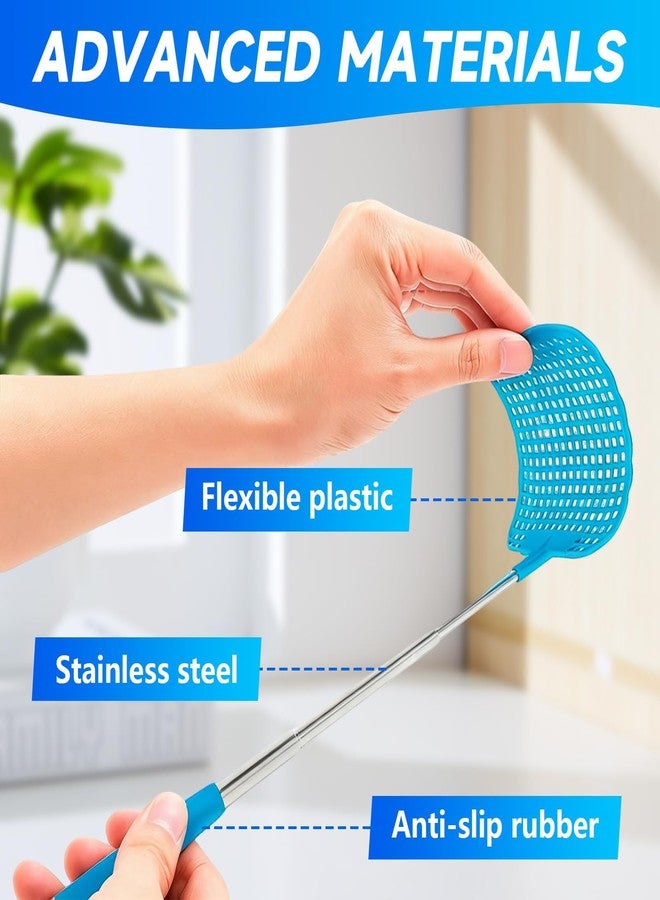 Luatoxry 9Pcs Fly Swatters Multi Pack, 10.2 to 28.5in Extendable Fly Swatter, PP Mesh Frame Small Swatter with Stainless Steel Pull Rod for Home, Dormitory, Outdoor Camping - Image 4