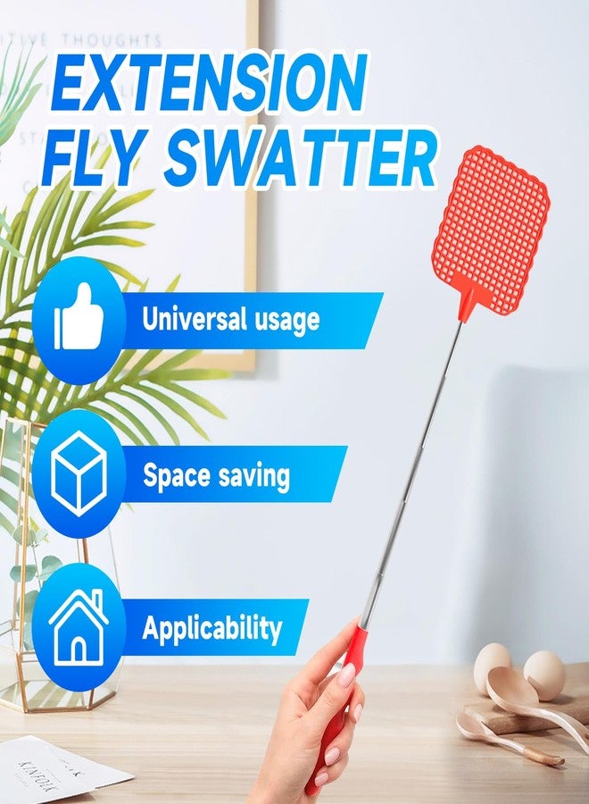 Luatoxry 9Pcs Fly Swatters Multi Pack, 10.2 to 28.5in Extendable Fly Swatter, PP Mesh Frame Small Swatter with Stainless Steel Pull Rod for Home, Dormitory, Outdoor Camping - Image 2