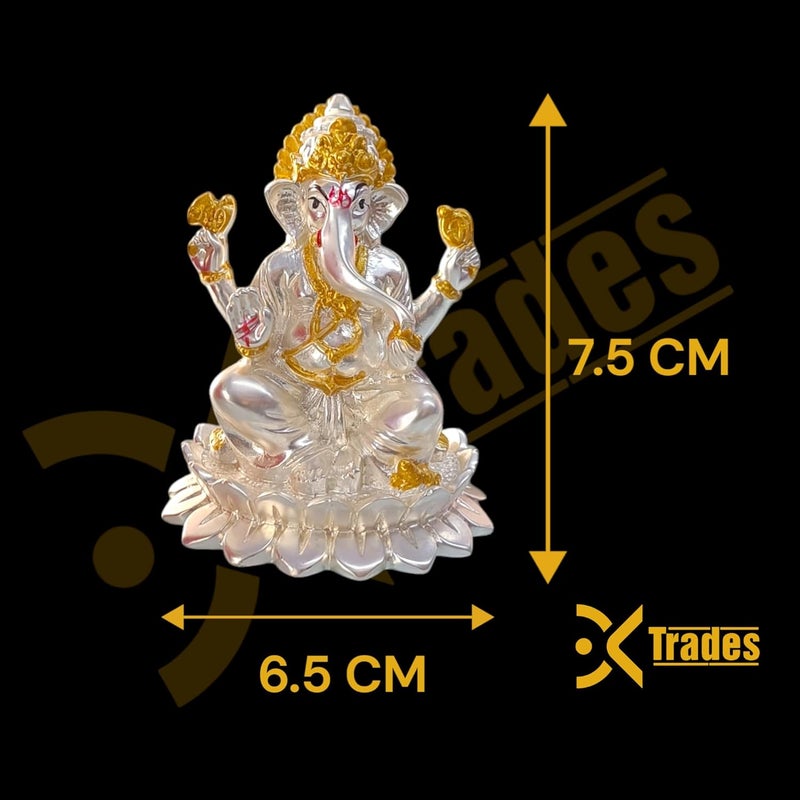 DK trades DK trades Pure Gold and Silver Coated Beautiful and Detailed Murti Idol for Pooja Divine Laxmi Ganesh Ji Idol Symbolizing Prosperity and Wealth Laxmi Ganesh Ji  - Image 4