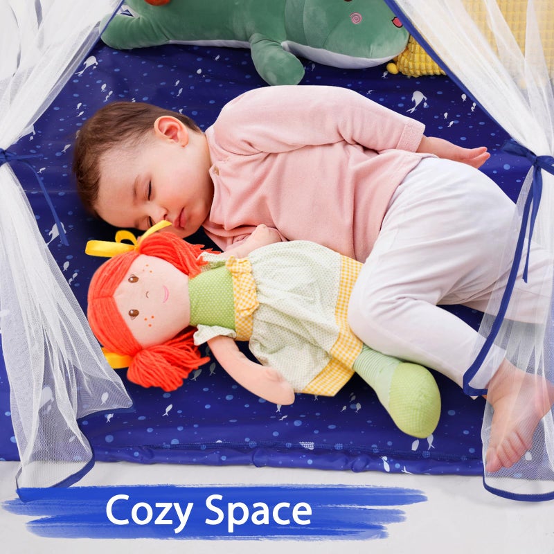 Monobeach Mermaid Princess Tent Girls Blue Large Playhouse Kids Castle Play Tent with Star Lights Gift Toy for Children Indoor and Outdoor Games - Image 5