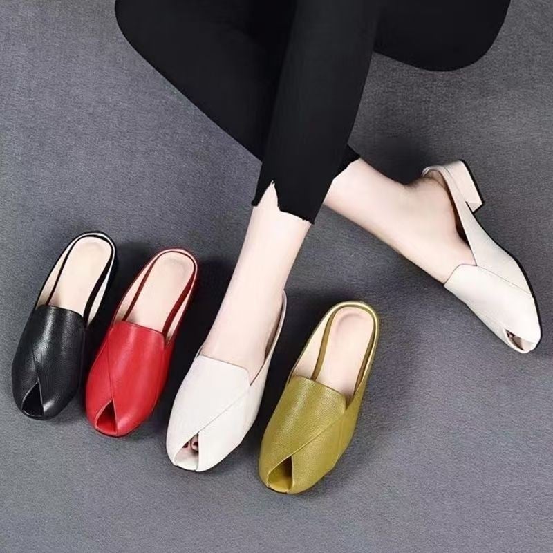 Selling Fashionable Thick-Heeled Toe-Toe Sandals And Slippers, Single Shoes, Commuting Loafers, Mother'S Shoes - Image 2