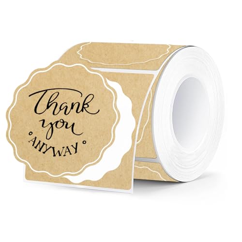 Aurtho 2 Inch Round Thermal Labels, Kraft Flower Thermal Sticker Labels for Small Business, Logo Design, Baking, 500 Sheets/1 Roll - Image 1