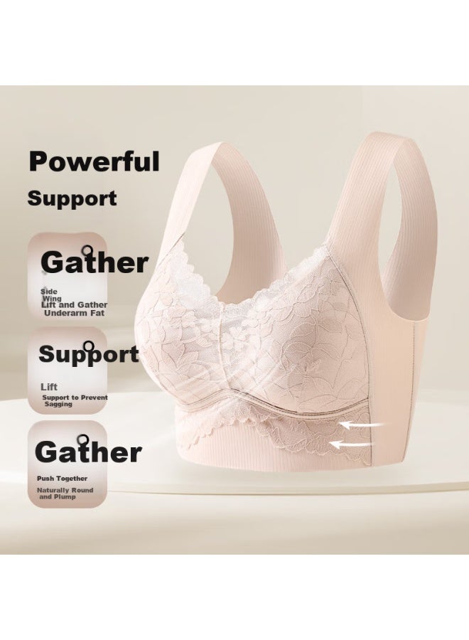 Gracewell Seamless Bra Women Summer Thin Push-up Bralette Anti-sagging Side Breast Gathering No Steel Ring Lace Bra - Image 2