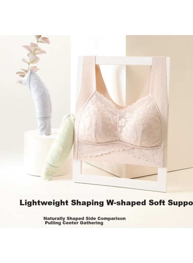 Gracewell Seamless Bra Women Summer Thin Push-up Bralette Anti-sagging Side Breast Gathering No Steel Ring Lace Bra - Image 4