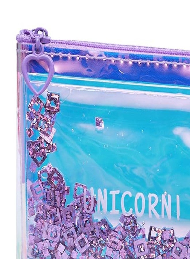 INSTABUYZ Unicorn Glitter Pencil Pouch with Zipper - Holographic Pencil Case for School Girls Kids - Large Capacity Pen Pencil Stationery Organizer Pouch (Blue Unicorn) - Image 5