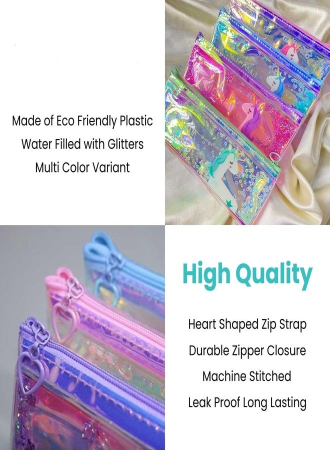 INSTABUYZ Unicorn Glitter Pencil Pouch with Zipper - Holographic Pencil Case for School Girls Kids - Large Capacity Pen Pencil Stationery Organizer Pouch (Blue Unicorn) - Image 4