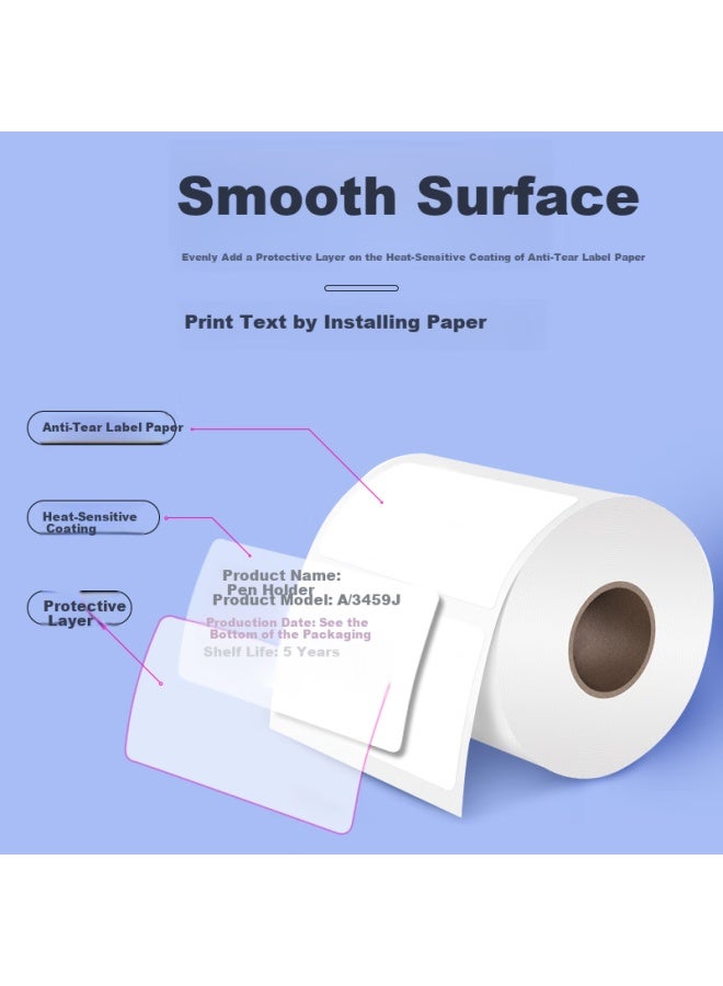Befon Self-adhesive Sticker Paper Copperplate Paper 90mm*50mm 960 Sheets Single Row Barcode Paper Printing Stickers - Image 2
