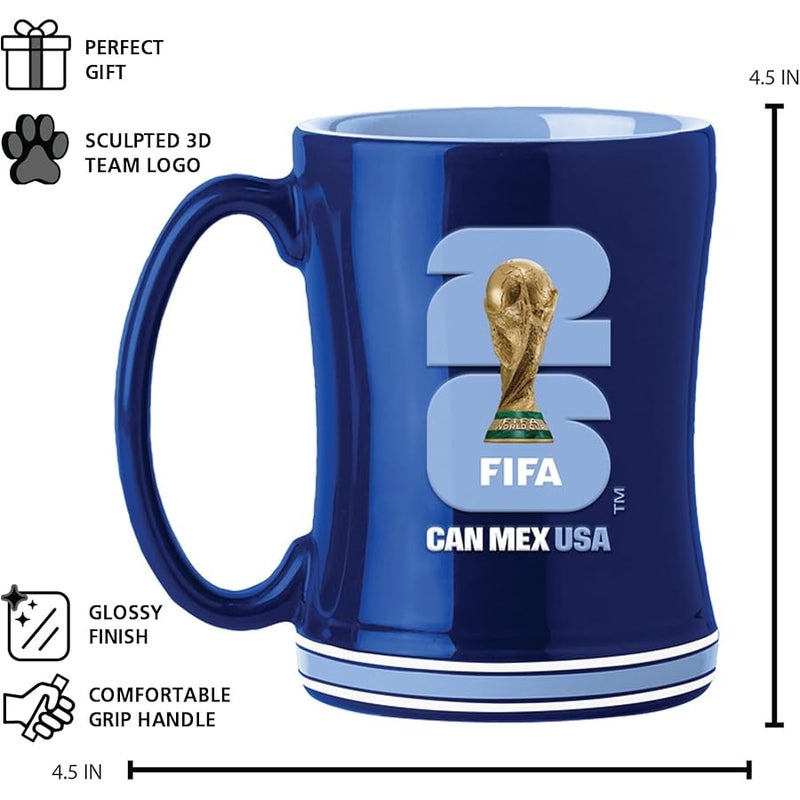HONAV United States Soccer FIFA World Cup 2026 14oz Sculpted Relief Mug – Bold Ceramic Coffee Cup With Raised Design – Great Gift For USA Soccer Fans & Collectors - Image 5