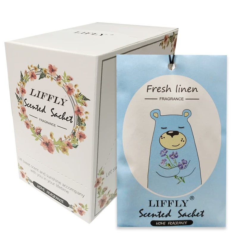 Liffly 14 Packs Fresh Linen Scented Sachets Bags Fit Drawers And Closets Gift Box - Image 1