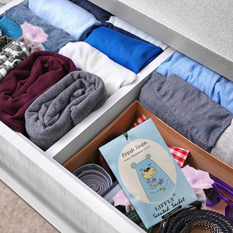 Liffly 14 Packs Fresh Linen Scented Sachets Bags Fit Drawers And Closets Gift Box - Image 4