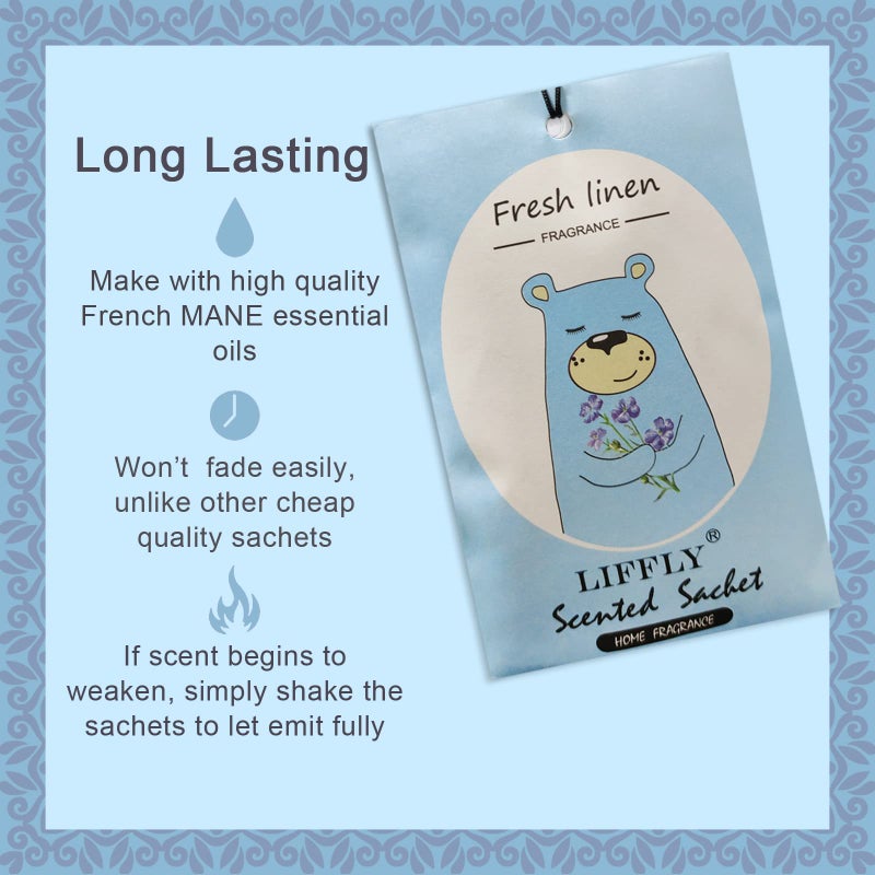 Liffly 14 Packs Fresh Linen Scented Sachets Bags Fit Drawers And Closets Gift Box - Image 3