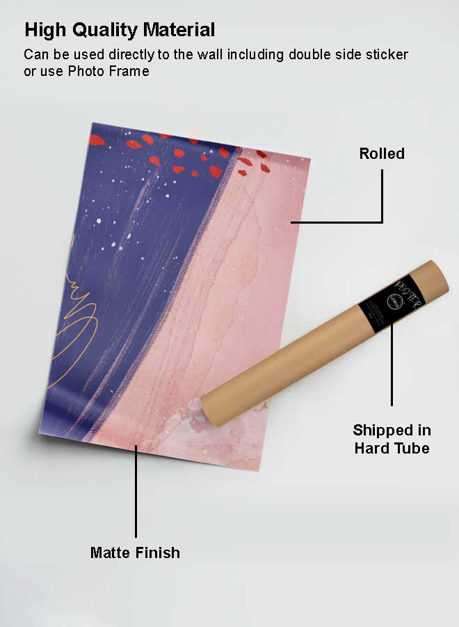 لوحة بوستر ديكور لوحة بدون فريم مع أربع قطع منفصلة من اللاصق ذو الوجهين تصميم رسم ملون غرفة النوم غرفة المعيشة وديكور المكتب - Image 2