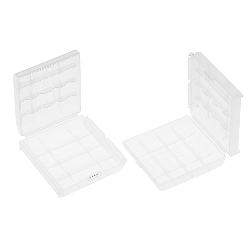 2PCS PALO Transparent AA Battery Storage Boxes Cases High-quality Containers Durable Plastic Battery Holders with Lids Hold 2 * 4 AA Batteries - Image 2