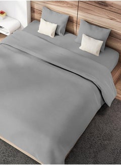 RISHAHOME RISHAHOME 3 Piece Deep Pocketed Fitted Bedsheet Set Queen Size|Ash Grey Colour |1 Fittedsheet - 180x200+30 cm, 2 Pillowcases - 50x75 cm|Non allergic Microfiber for year-around use.  - Image 1