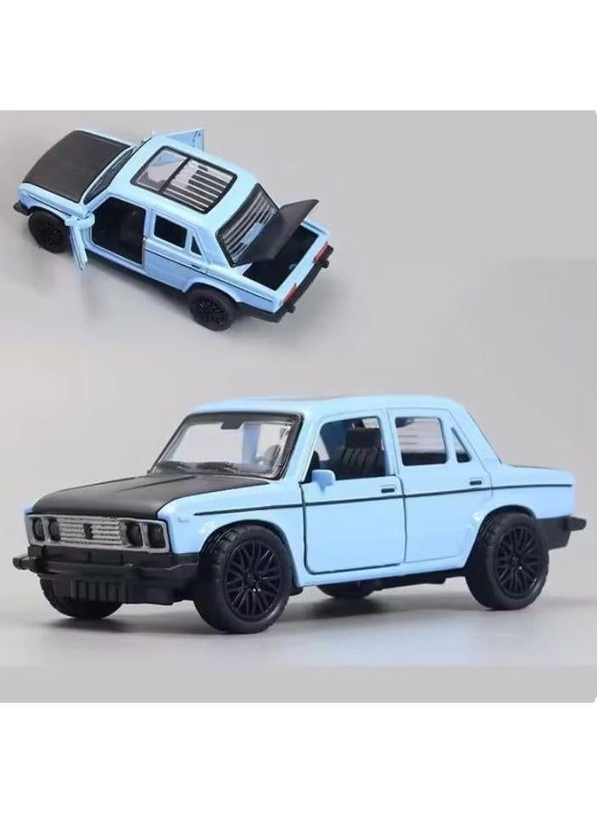 سيارة معدنية مصبوبة واقعية ومتينة - سيارة سباق - سيارة قابلة للفتح (أزرق فاتح) - Image 1