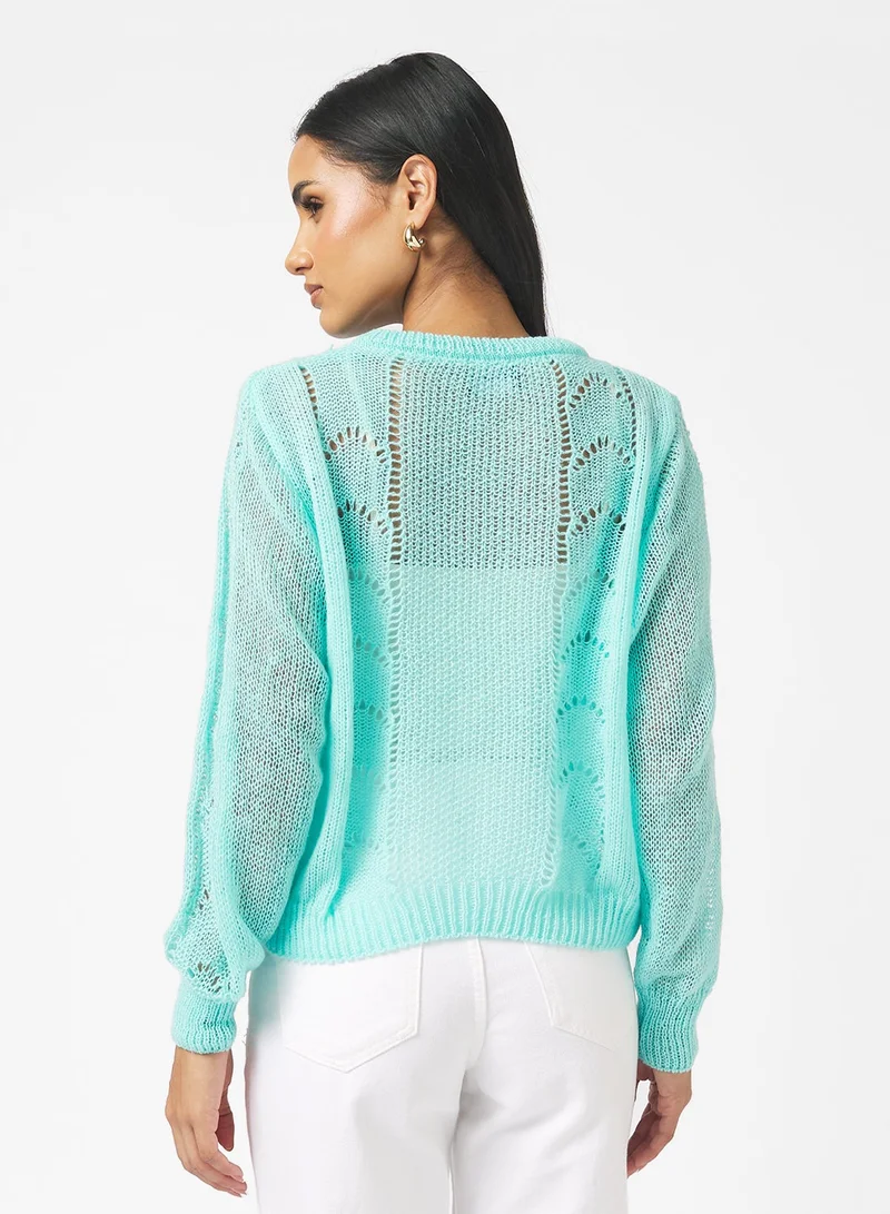 جينجر كنزة محبوكة بنقوش بارزة