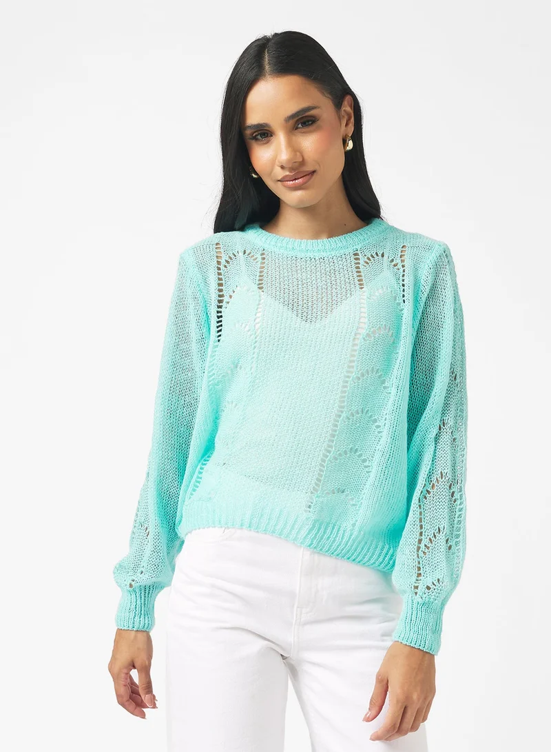 جينجر كنزة محبوكة بنقوش بارزة