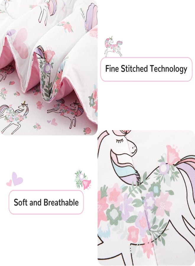Viviland Kids Full Bedding Sets for Girls, Soft Full Comforter Set with Sheets, 7 Pieces Microfiber Bed in a Bag, White Unicorn - Image 3