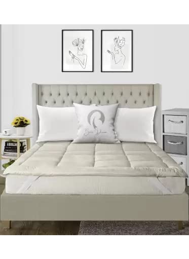 CULTIVER Cultiver Super Soft 600 GSM Quilted Microfibre Mattress PaddingTopper Breathable Hypoallergenic Mattresses Pad for Comfortable Sleep Single Bed Size 36x72 inch 3x6 feet Beige  - Image 1