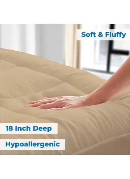 CULTIVER Cultiver Super Soft 600 GSM Quilted Microfibre Mattress PaddingTopper Breathable Hypoallergenic Mattresses Pad for Comfortable Sleep Single Bed Size 36x72 inch 3x6 feet Beige  - Image 5