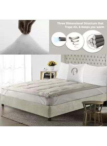 CULTIVER Cultiver Super Soft 600 GSM Quilted Microfibre Mattress PaddingTopper Breathable Hypoallergenic Mattresses Pad for Comfortable Sleep Single Bed Size 36x72 inch 3x6 feet Beige  - Image 3