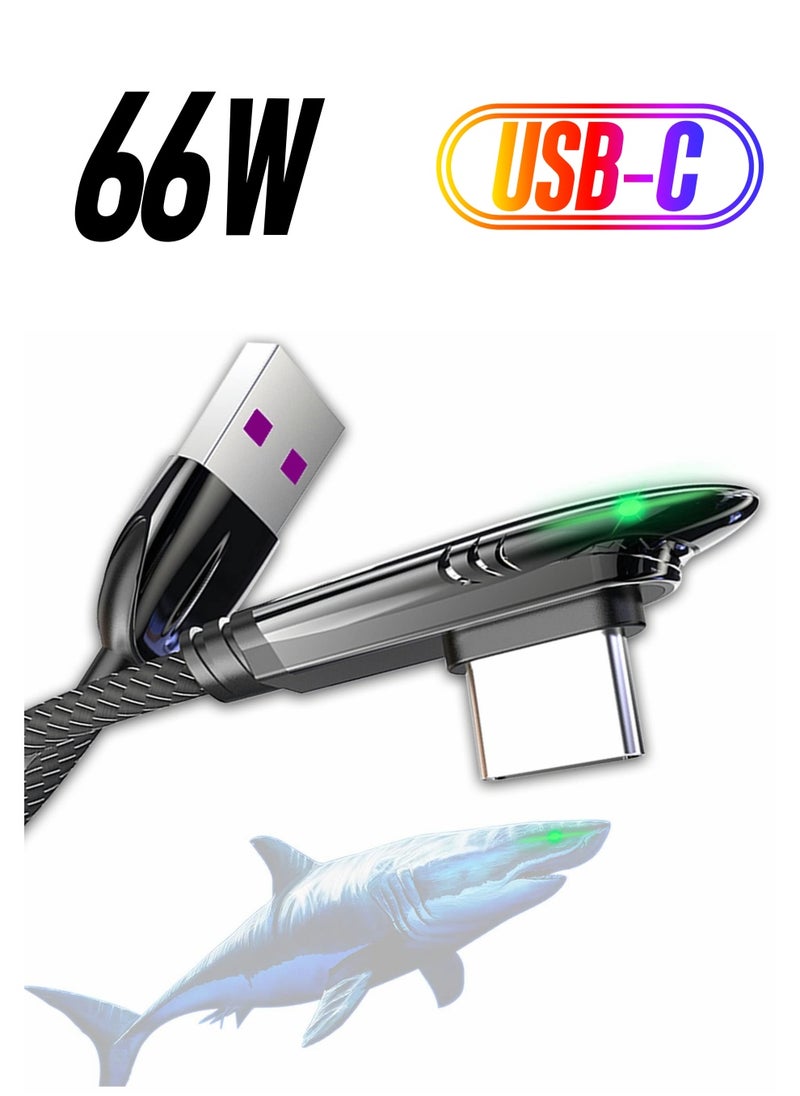 Excefore USB C Cable Right Angle 90 Degree Cable, 6ft + 4ft【66W】Game Design Right Angle USB C Cable L Shape USB to Type C Elbow Quick Charging and Data Transfer Cord  - Image 1