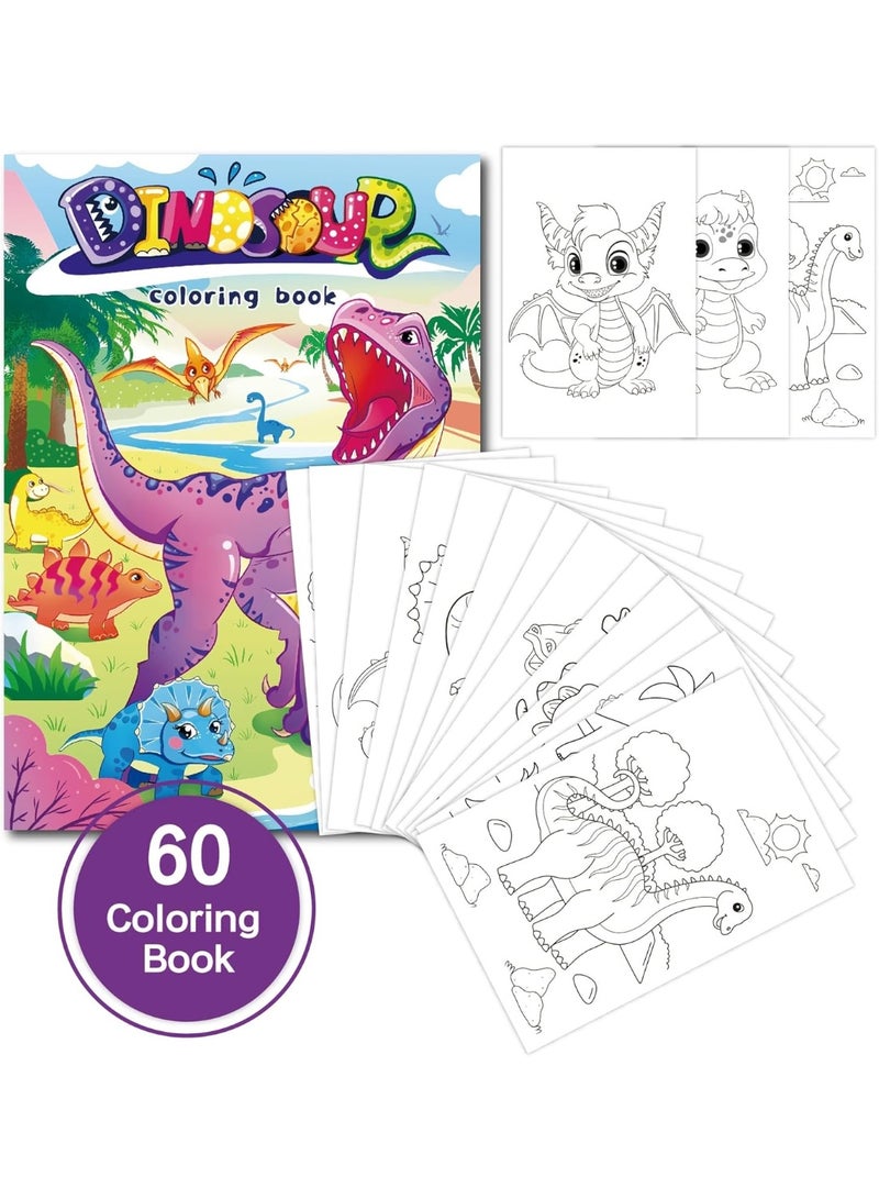 Capstro Kids Coloring Book – 60 Pages of Creative Fun for Coloring & Imaginative Play | Large Format Art Book for Children – Dinosaur Theme - Image 2