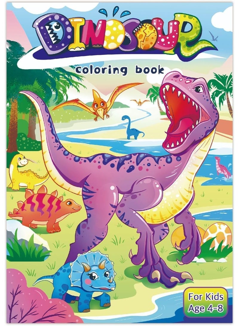 Capstro Kids Coloring Book – 60 Pages of Creative Fun for Coloring & Imaginative Play | Large Format Art Book for Children – Dinosaur Theme - Image 1