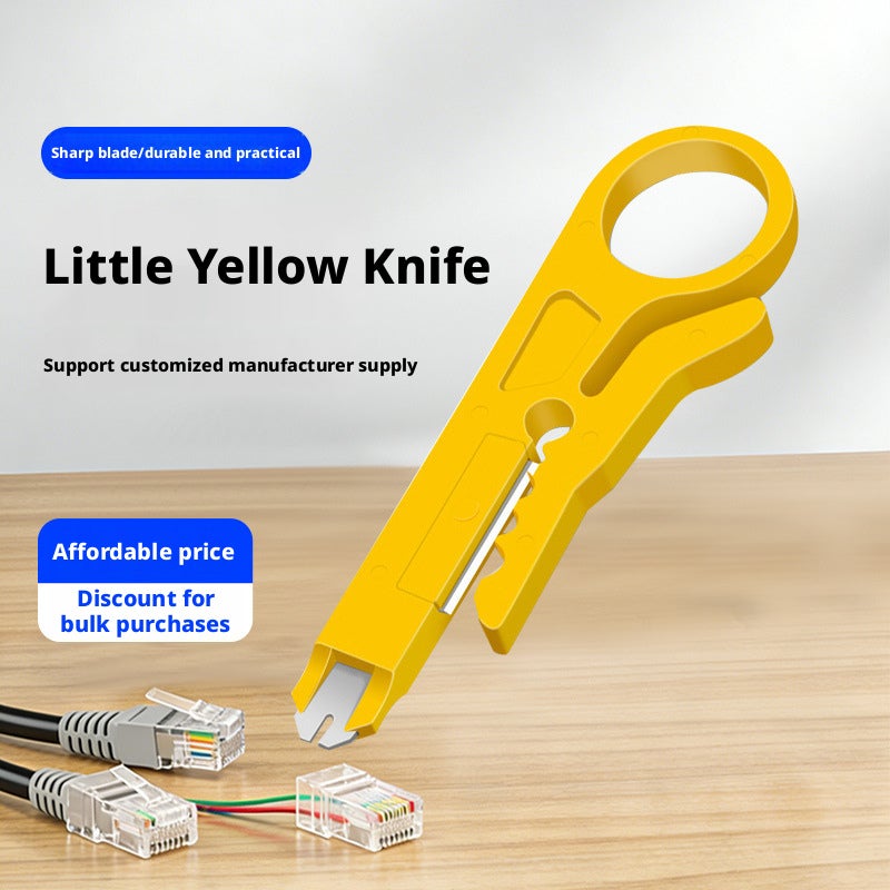 Portable Wire Stripper and Network Cable Crimping Tool, Dual Function, Yellow - Image 1