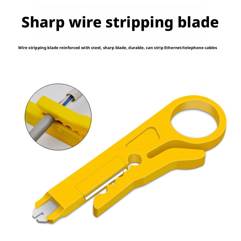 Portable Wire Stripper and Network Cable Crimping Tool, Dual Function, Yellow - Image 3