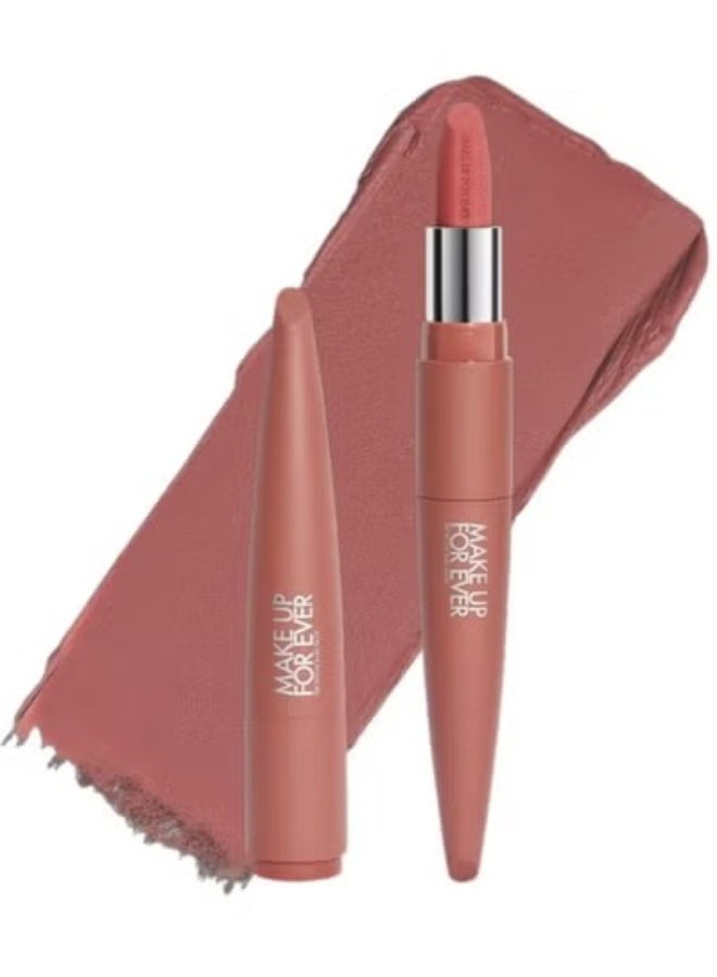 MAKE UP FOR EVER Rouge Artist Velvet Nude Lipstick 3.5g – Shade 111 Fluffy Rosewood (Warm Berry Nude) – Soft Matte, Longwearing, Comfortable Lip Color - Image 1
