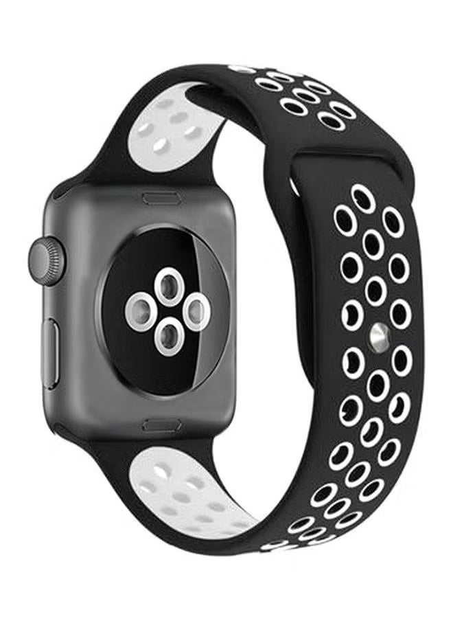 vesus - Silicone Nike Design Sport Band for Apple Watch 42/44/45mm Black/White - Image 1