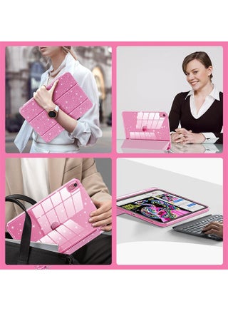 جراب iPad لجهاز iPad (A16) الجيل الحادي عشر مقاس 11 بوصة (2025) / iPad الجيل العاشر مقاس 10.9 بوصة (2022) | غطاء ثلاثي الطيات مع مكان للقلم | لوحة خلفية شفافة من الأكريليك لمقاومة السقوط | غطاء لامع مقاوم للصدمات (أحمر وردي) - view 4