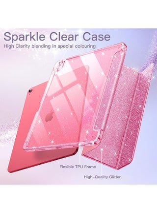 جراب iPad لجهاز iPad (A16) الجيل الحادي عشر مقاس 11 بوصة (2025) / iPad الجيل العاشر مقاس 10.9 بوصة (2022) | غطاء ثلاثي الطيات مع مكان للقلم | لوحة خلفية شفافة من الأكريليك لمقاومة السقوط | غطاء لامع مقاوم للصدمات (أحمر وردي) - view 2