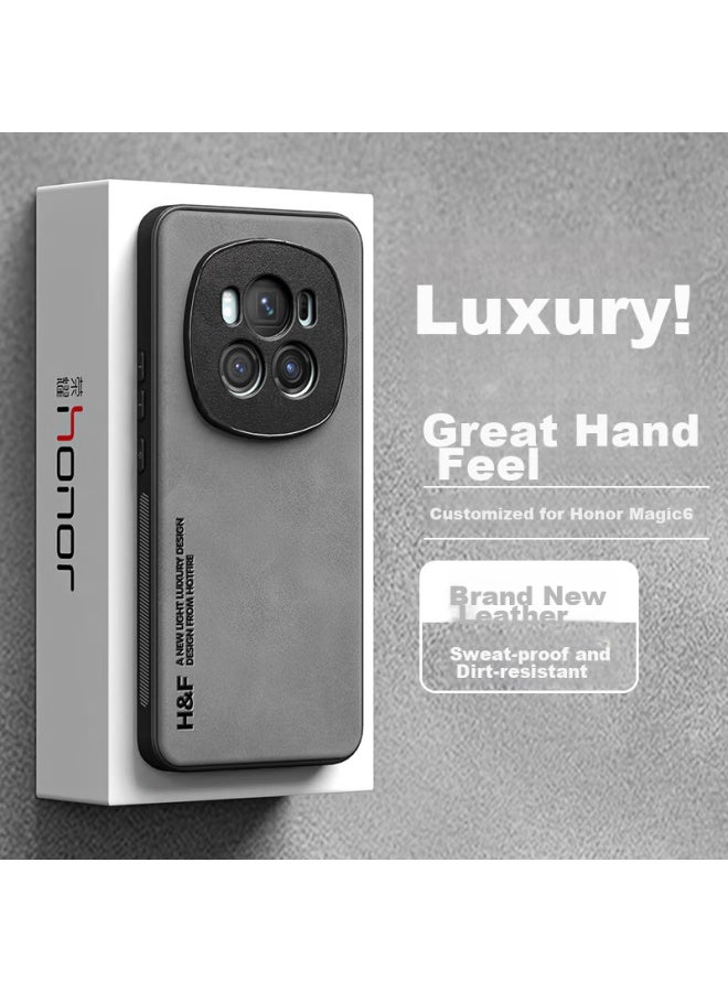 Hotfire Phone Case For Honor Magic 6 Pro, Honor Magic 6 Pro Protective Cover, Upgraded Skin-Like Lambskin Matte Lens Full Protection Silicone Case For Men And Women Gray - Image 1