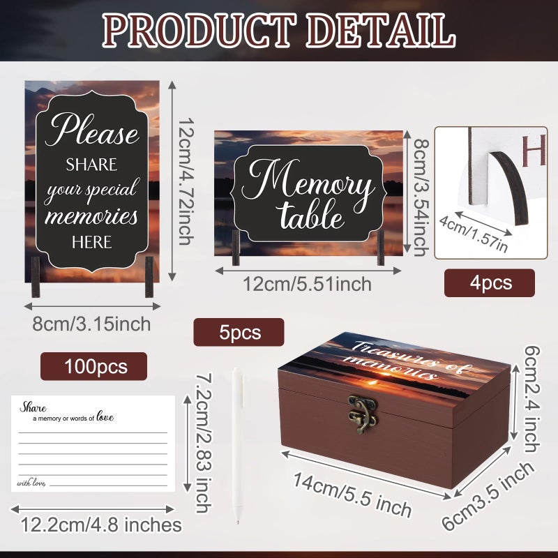 Gilprop 112 Pcs Celebration of Life Memory Cards Set Share a Memory Cards with Box 2 Wood Sign with 4 Hold and 5 Pens, Sympathy Memorial Gifts Funeral Keepsake Decorations(Dusk) - Image 2