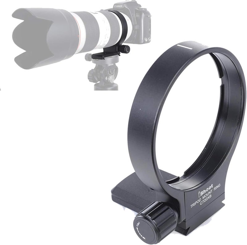 iShoot Tripod Mount Ring, 78mm Lens Collar Support for Canon EF 70-200mm f/2.8L is/II/III USM, 100-400mm f/4.5-5.6L is USM and 300mm f/4L is USM Lens, Built-in Arca-Swiss Type Quick Release Plate - Image 1