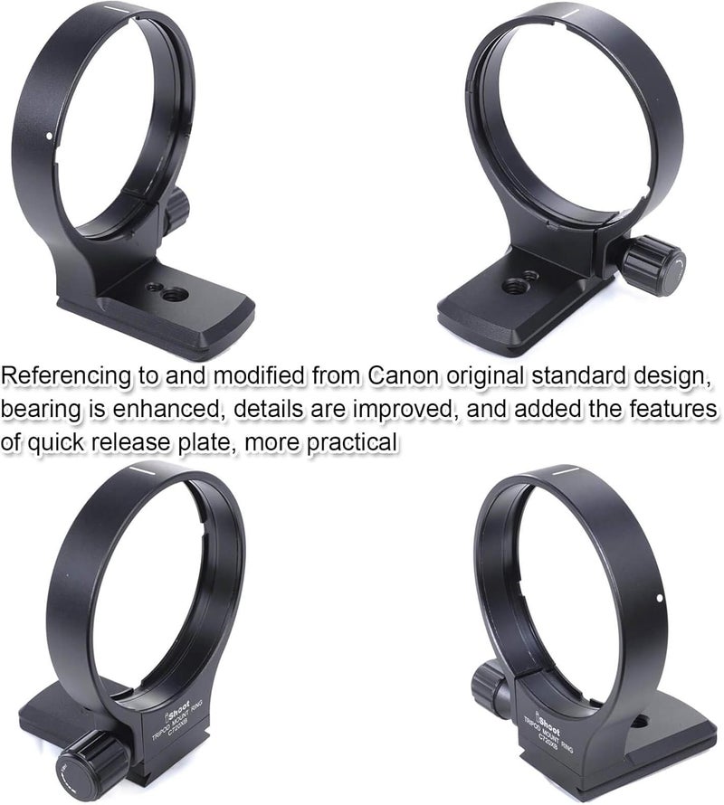 iShoot Tripod Mount Ring, 78mm Lens Collar Support for Canon EF 70-200mm f/2.8L is/II/III USM, 100-400mm f/4.5-5.6L is USM and 300mm f/4L is USM Lens, Built-in Arca-Swiss Type Quick Release Plate - Image 3