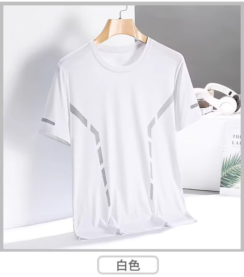 Short-Sleeved T-Shirt Men'S Summer Ice Silk All-Match Half-Sleeved Men'S Casual Plus Size T-Shirt Men'S Quick-Drying Loose Top T-Shirt - Image 1